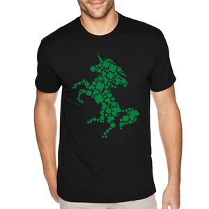 XtraFly Apparel Men's Shamrock Unicorn Clover St. Patrick's Day Crewneck T-shirt - Picture 1 of 4