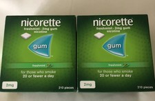 2x Nicorette Freshmint 2mg Gum Nicotine 210 Pieces Brand New Unopened Exp 2022
