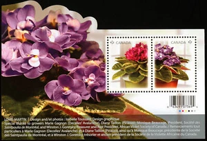 Canada Stamp #2376 - African Violets (2010) 2 x P (57¢) Souvenir sheet of 2 - Picture 1 of 1