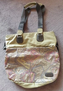 ☆Esprit☆Schultertasche☆Umhängetasche☆helles oliv mit bunter Stickerei☆neuwertig☆ - Bild 1 von 7
