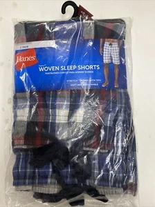 Hanes Herren gewebte Stretch Schlafshorts 2 Paar Größe S, Stretch, kostenloser Versand - Bild 1 von 4