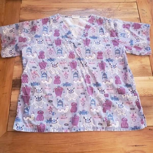 Where The Wild Things Are Scrub Top Monsters Halloween Womens Shirt Size Large L - Picture 1 of 7