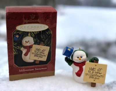 Millennium Snowman 2000 sello recuerdo árbol de Navidad adorno Foto 1 de 4