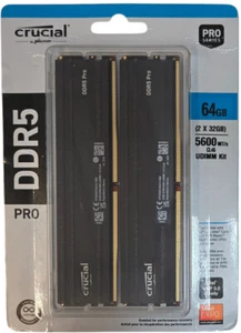 NEW Crucial Pro 64GB DDR5-5600 CL46 UDIMM Kit (2x32GB) CP2K32G56C46US - Picture 1 of 1