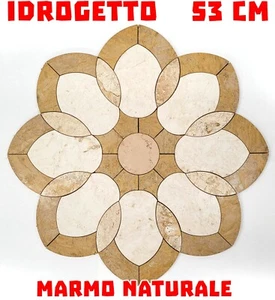 Rosone FIORE IDROGETTO rosoni mosaico in marmo su rete diametro 53 cm - Foto 1 di 19
