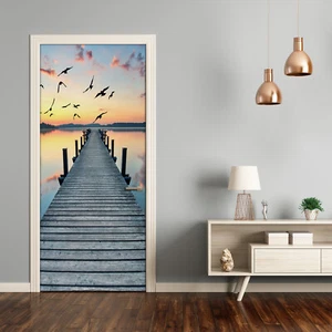 Home Mural Door Wall Self Adhesive Removable Sticker Landscapes Wooden pier - Picture 1 of 6