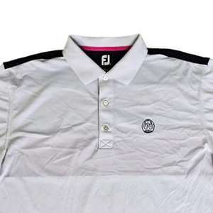 FootJoy Polo Shirt Mens XL White Pink Navy Colorblock FJ Performance Golf Shirt - Picture 1 of 12