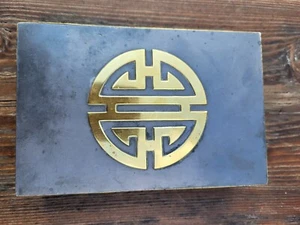 RARE ORIGINAL ART DECO STYLE AVANTGARDE CUBIST BAUHAUS INLAYED IN A LEAD BOX - Picture 1 of 8