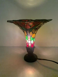 Stained Glass Lamp Shade - Includes Base - Victrola Pendant Megaphone Shape - Picture 1 of 12