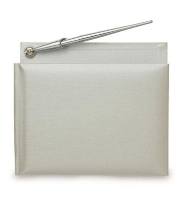 Juego de libro de visitas y bolígrafo de lino perlado Foto 1 de 4