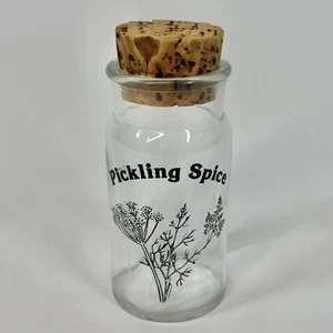 Vintage 70s Wheaton Botanical Glass Spice Jar w/ Cork Lid - Pickling Spice - Picture 1 of 5