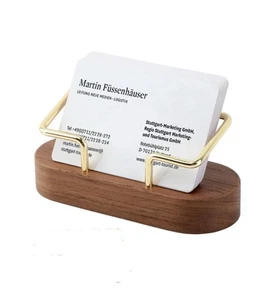 Wooden Business Card Holder with Brass Accents - Picture 1 of 3
