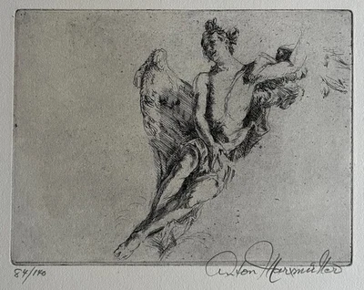 Anton Marxmüller Signierte Original Radierung - Engel - Phantastische Kunst - Bild 1 von 4