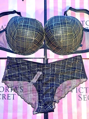 Reggiseno push up Victorias Secret 34DD grande collant oro lucido - Immagine 1 di 4