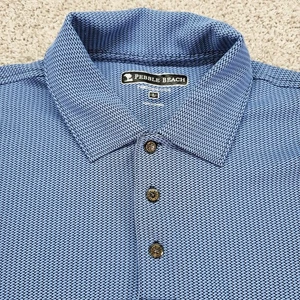 Pebble Beach Polo Shirt Men's Size Large Blue Short Sleeve Golf Pima Cotton - Picture 1 of 6
