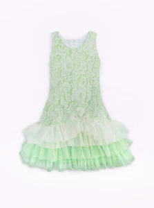 New Isobella & Chloe Girl's Lime Green Lace Ombre Ruffle Hemline Dress - Picture 1 of 1