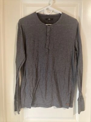 Seven 7 For All Mankind Men’s Small Gray Henley Button Front Long Sleeve Shirt Foto 1 de 4