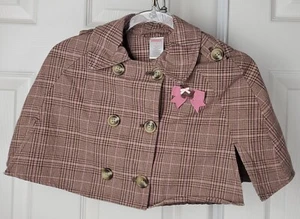 GYMBOREE GIRL DETECTIVE VINTAGE BROWN PINK SCOTTIE DOG PLAID CAPE SIZE S - Picture 1 of 9