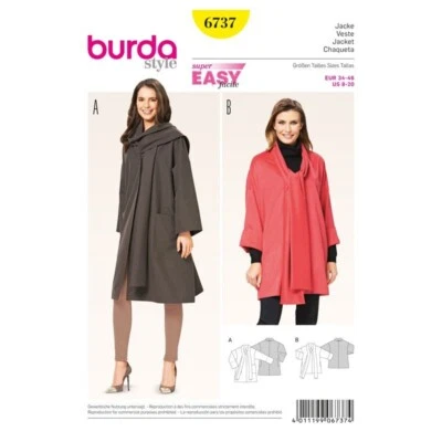 6737 PATRON BURDA  CREATIONS MANTEAU OU VESTE FLUIDE  36 AU 48 - Photo 1/2