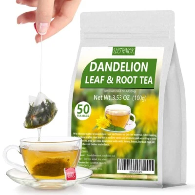 Té de diente de león 50 bolsas de té de hojas y raíces para la salud del hígado y los riñones bolsas de té de hierbas Foto 1 de 4