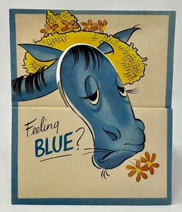 Vintage Get Well Soon Card, Articulated Horse Changes Color Unused with Envelope - Imagen 1 de 4