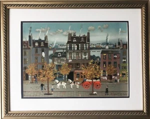 Michel Delacroix "Marchand de Farine" Framed Stone Signed Litho Art Bastille - Picture 1 of 3
