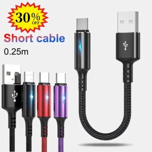 USB to Type C Charger Cable Short Data Cable Fast Charging Lead Data Cord UK New - Picture 1 of 15