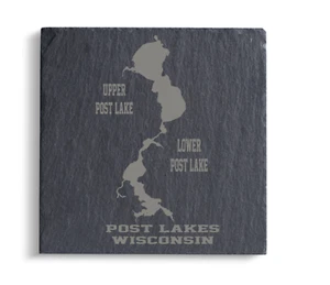 Post Lake Wisconsin Custom Engraved Slate Coasters - Picture 1 of 4