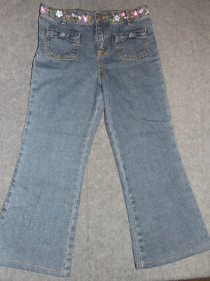 Pantalones de mezclilla acampanados Carter's para niñas talla 6X - adornos florales - ¡NUEVOS SIN ETIQUETAS! - ¡HERMOSO! Foto 1 de 2