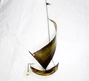 Vintage Brass Decorative Sailboat Mid Century Modern Sculpture 14.5 in. tall EUC - Picture 1 of 14