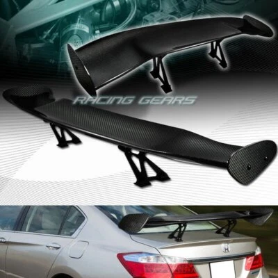 57" DRAGON-2 STYLE REAL FULL CARBON FIBER REAR TRUNK GT SPOILER WING UNIVERSAL - Image 1 of 3
