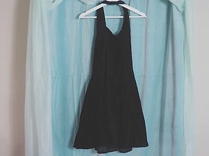 VTG 70s Positively Ellen USA Union Black Velvet Halter Open Back Mini Dress Sz 8 - Picture 1 of 10