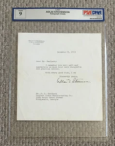 ADLAI E STEVENSON Signed LETTER Governor Illinois Presidential Nominee 1952 PSA - Picture 1 of 10