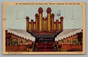 Postal Coro del Tabernáculo Mormón La Gran Pipa Órgano Salt Lake Utah 1939 Cancelar - Imagen 1 de 2