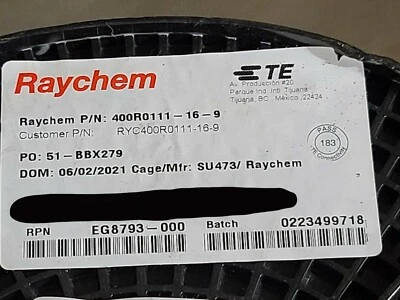 Raychem/TE 400R0111-16-9 #16awg cable de conexión/plomo con doble chaqueta 125C blanco/50 pies Foto 1 de 4