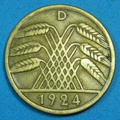 Germany Weimar 50 Rentenpfennig 1924-D Die Break, Free Shipping for More Buys - Image 1 of 4