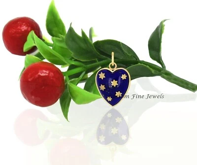 Silver Lapis Heart Pendant Star Heart Pendant Turquoise Pendant Gemstone Pendant - Image 1 of 4