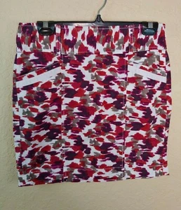 Ann Taylor LOFT Skirt Sz 4 Colorful Camoflauge Camo Pockets Cotton Above Knee  - Picture 1 of 6