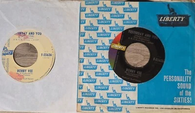 Bobby Vee Yesterday And You/Never Love a Robin Promo & Stock 45s on Liberty - Image 1 of 2
