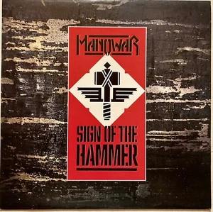 MANOWAR SIGN OF THE HAMMER VINYL 12'' RECORD REISSUE SLAM14 GRAND SLAMM 1990 - Picture 1 of 6