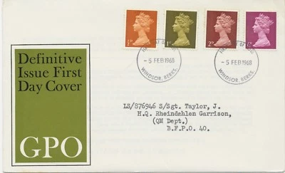 GB 1968 Machin 1/2D, 1D, 2D and 6D superb FDC FDI-CDS "WINDSOR, BERKS." B.F.P.O. - Image 1 of 2