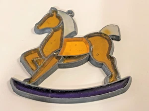 Vitral Mecedor Caballo Atrapasol Adorno de Navidad Pequeño Amarillo Púrpura - Imagen 1 de 5