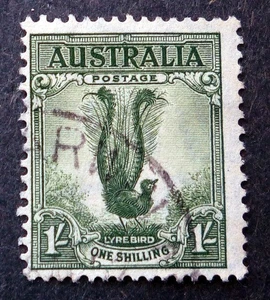 Australia - Lyrebird One Shilling green stamp - #A8123 - free shipping - Picture 1 of 4