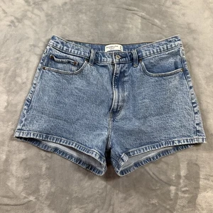 Abercrombie & Fitch The Mom Short High Rise Curve Love Denim Jean Short  32/14 - Picture 1 of 11