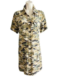 Equipment Femme Size S Silk Shirt Dress Remy Utility Pockets Camouflage - Foto 1 di 15