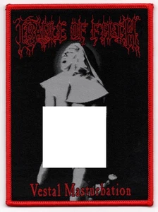 CRADLE OF FILTH-VESTAL M*STURBATION-WOVEN PATCH-RED BORDERS-BLACK METAL - Picture 1 of 1