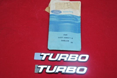 79 80 81 82 83 MUSTANG NOS FORD PR. HOOD SCOOP "TURBO" EMBLEMS D9ZZ 16B621 B - Imagem 1 de 2