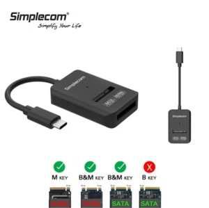 Simplecom 2 in 1 NVMe + SATA M.2 SSD to USB-C Type-C USB 3.2 Adapter Converter - Picture 1 of 6