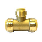 Libra Supply Lead Free 1-1/4'' x 1-1/4'' x 1'' inch Push-Fit Brass Reducing TEE