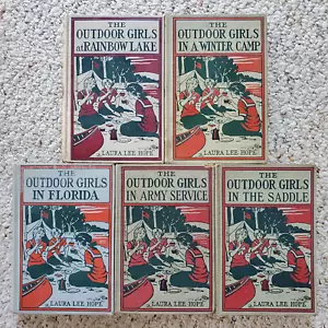 Lot of 5 The Outdoor Girls by Laura Lee Hope Antique 1913 - 1922 Hardcover Books - Imagen 1 de 17